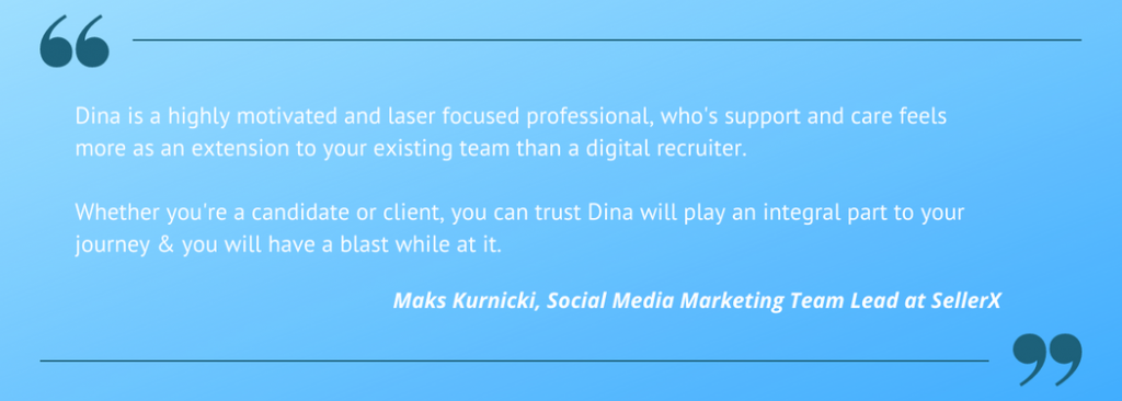 Senior Digital Recruitment Consultant Dina Cottier Recommendation