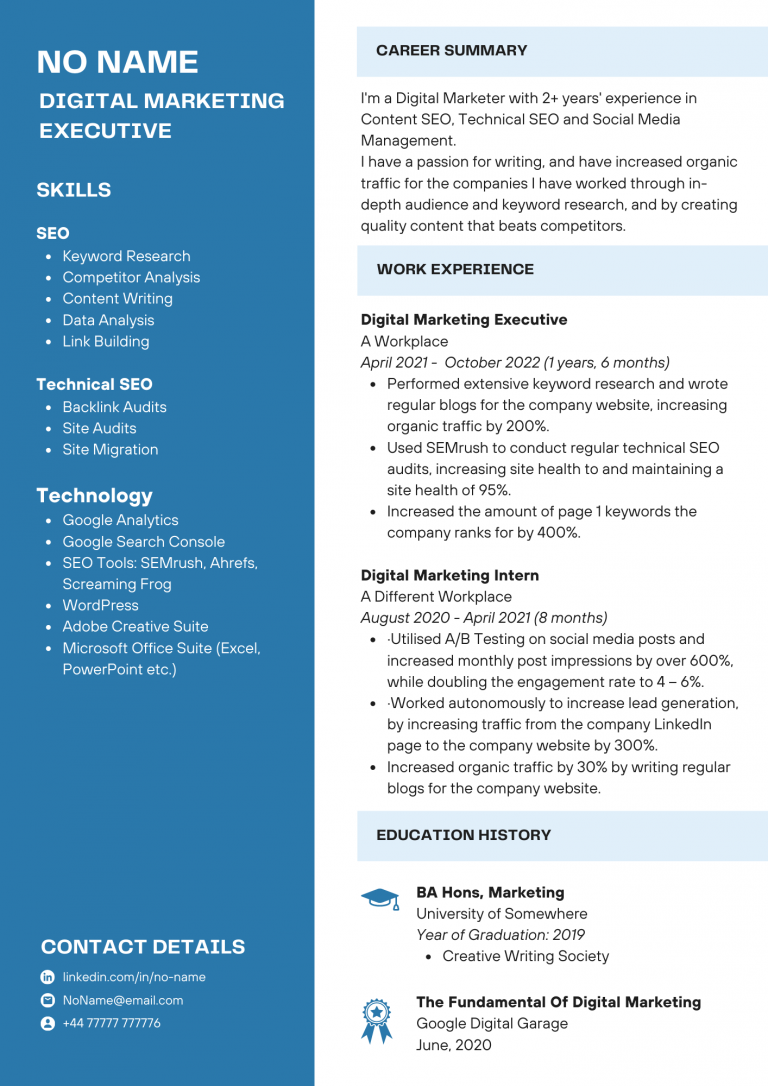 Digital Marketing CV Examples and Tips To Get You Your Next Job